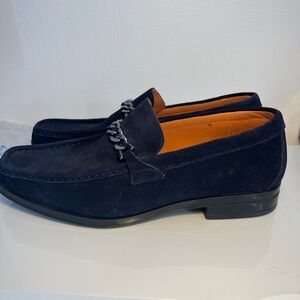 Stacy Adams Norwood 25333 Moc Toe Bit Slip On Men's Dress Shoe Navy Suede